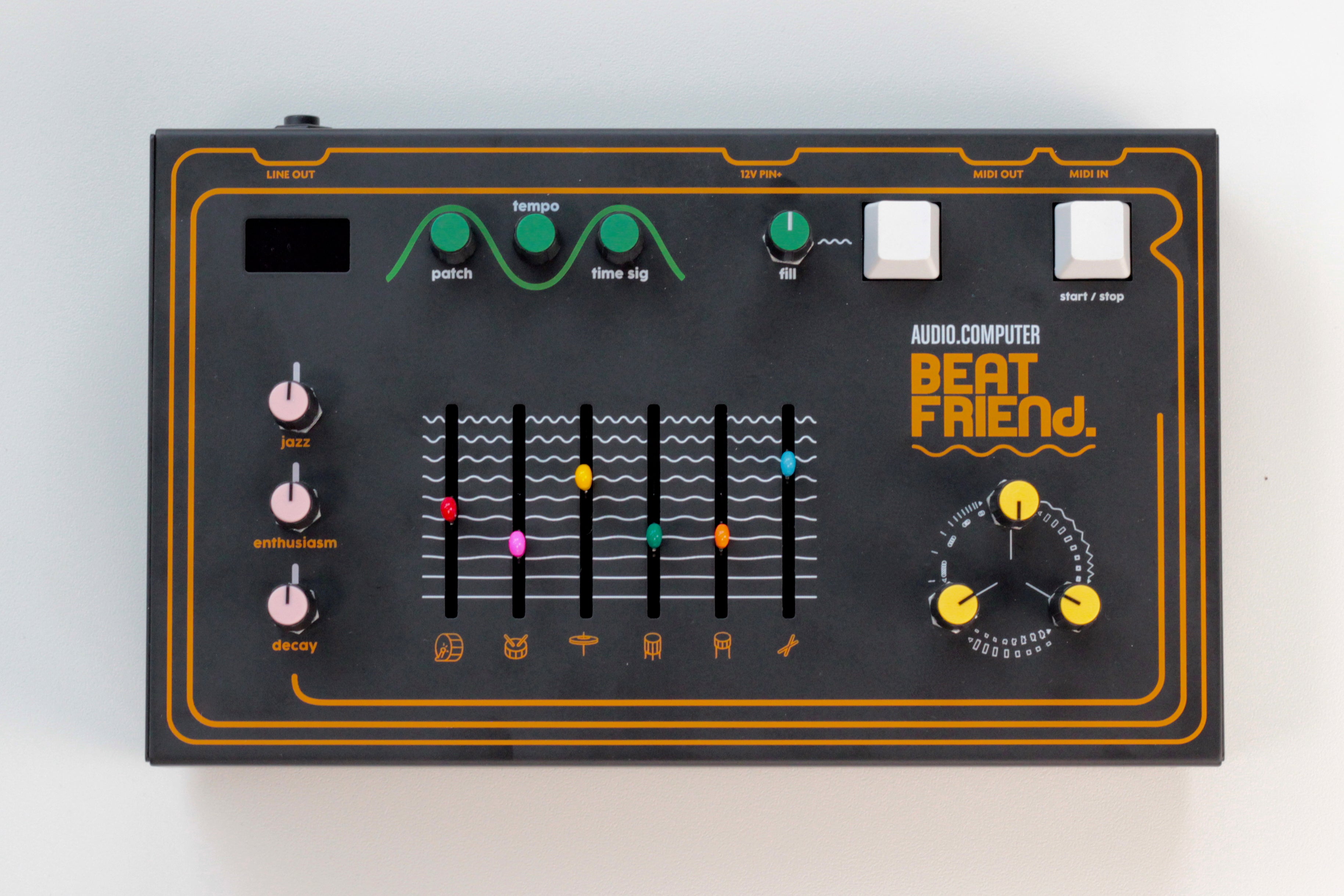 Faceplate of the Beat Friend drum machine