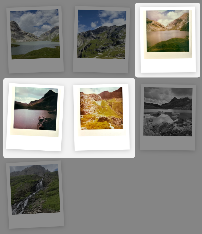 A screenshot of a webpage displaying polaroid photos. A CSS style adds another polaroid frame around it, which makes the whole thing look really, really ugly.