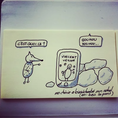 Ma chérie a laissée tomber son natel en-bas le pon