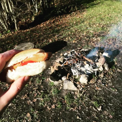 Sandwich moutarde-ketchup-cervelas de Noël. Top !